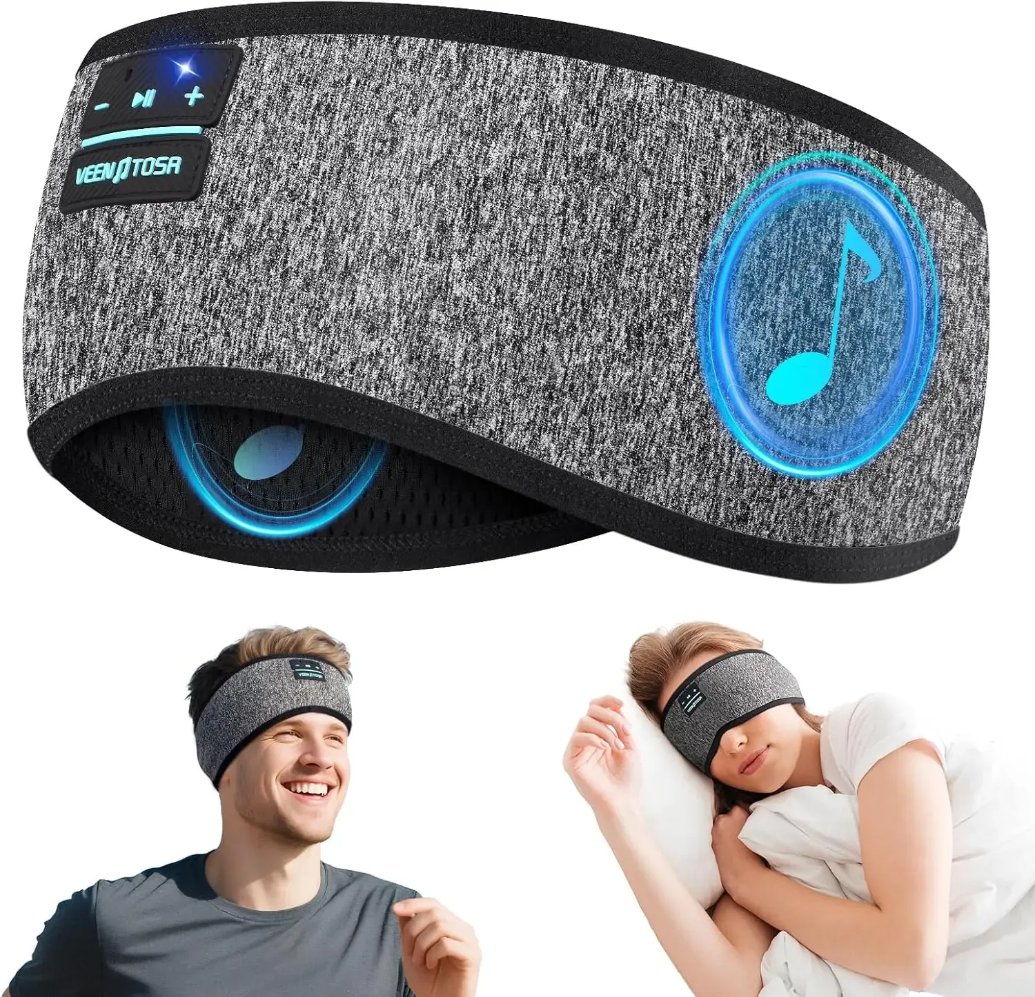 Écouteurs Bluetooth sans fil pour le sommeil et le sport, bandeau élastique confortable