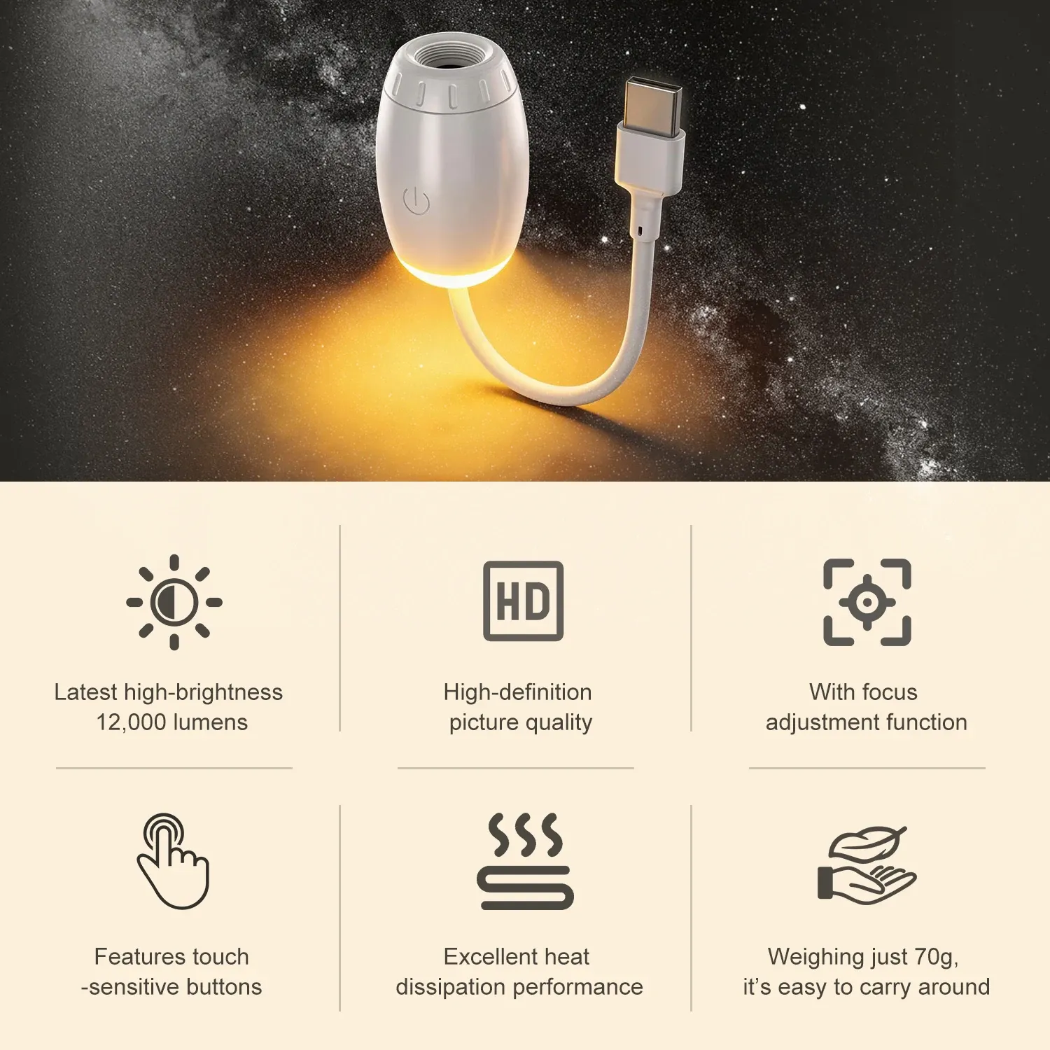 Mini projecteur d'étoiles galactiques 2 en 1 : veilleuse et lampe d'ambiance pour chambre, maison et habitacle, idée cadeau enfant 4