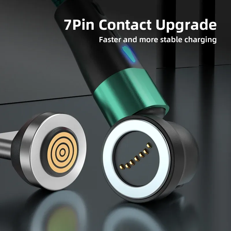 Câble de charge rapide magnétique AUFU 5A, rotation à 540°, avec connecteurs Micro USB et USB Type-C magnétiques, compatible iPhone 14, Samsung et Xiaomi 2
