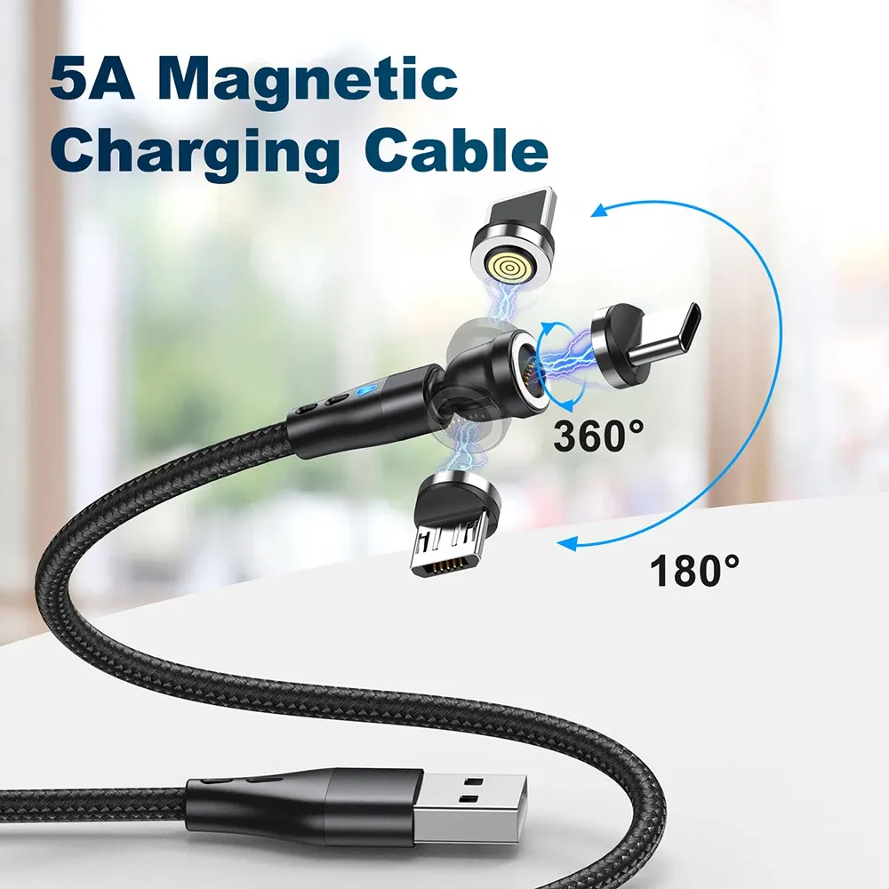 Câble de charge magnétique élégant posé sur une surface épurée