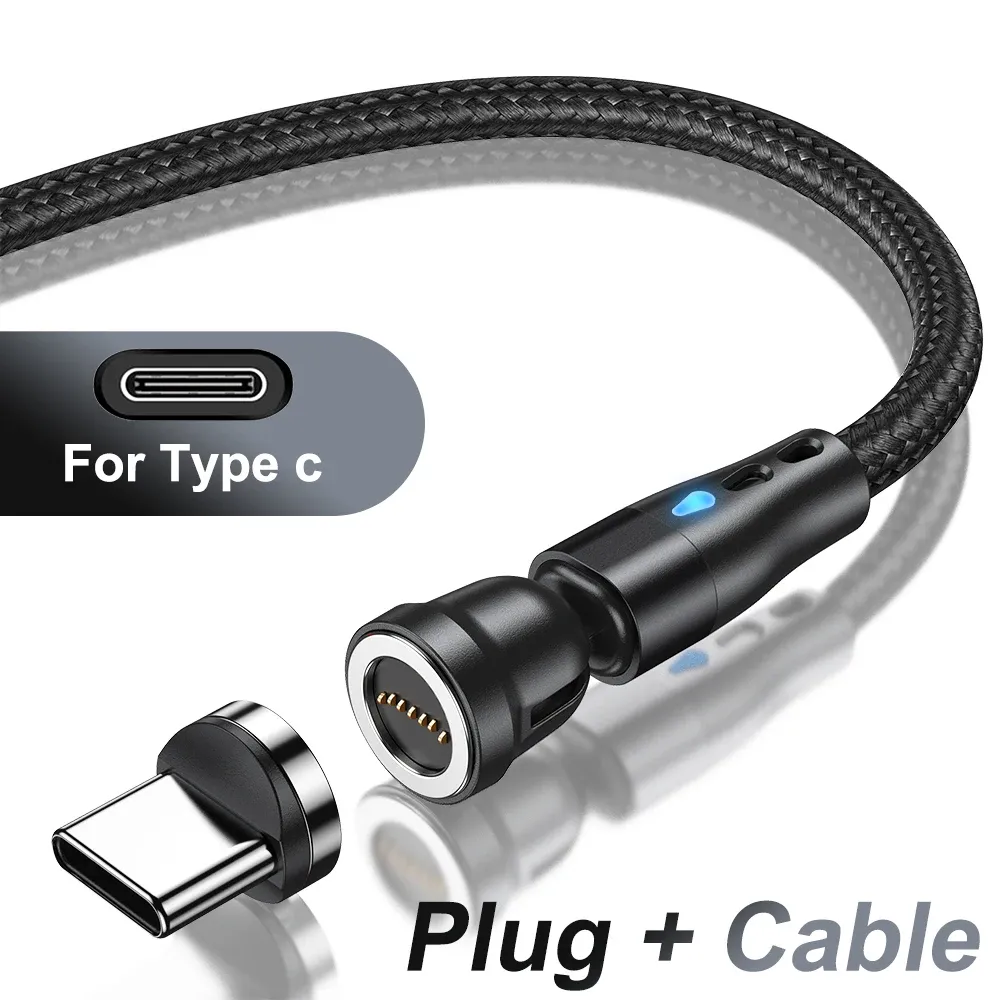 Câble de charge rapide magnétique AUFU 5A, rotation à 540°, avec connecteurs Micro USB et USB Type-C magnétiques, compatible iPhone 14, Samsung et Xiaomi 19