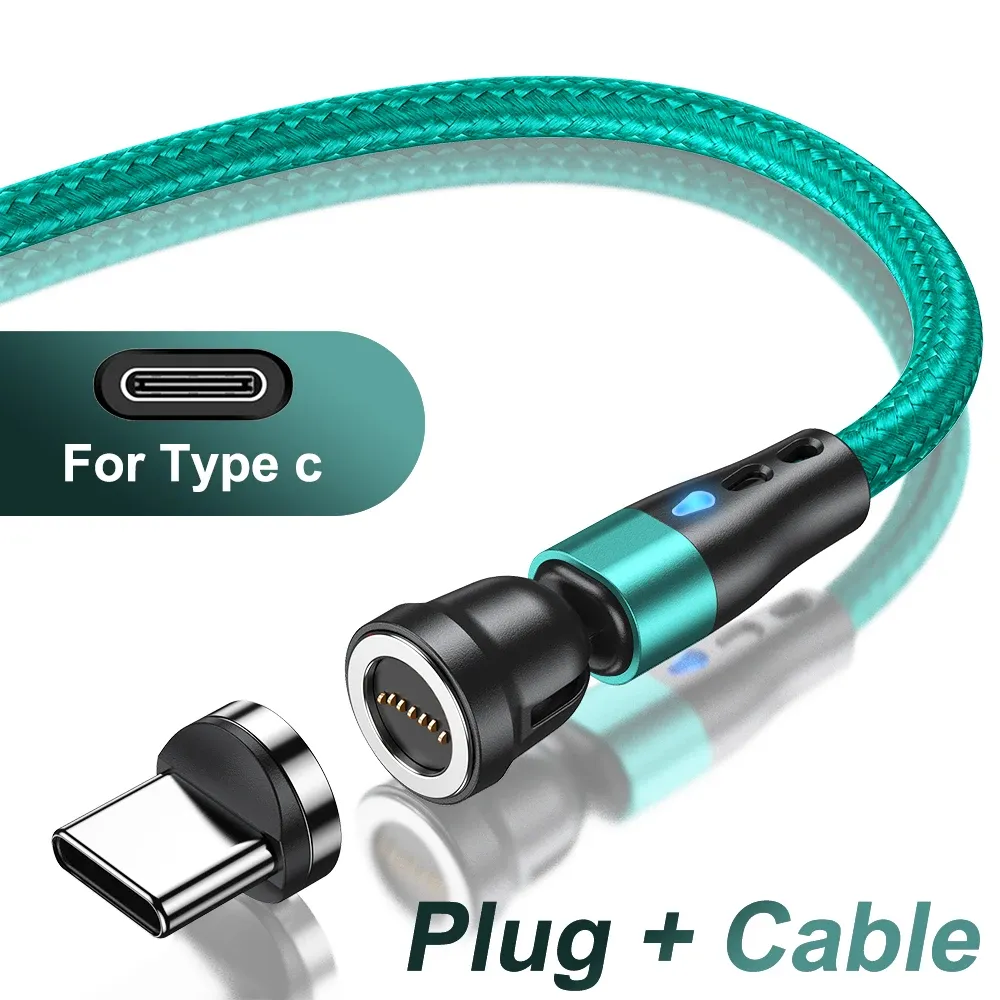 Câble de charge rapide magnétique AUFU 5A, rotation à 540°, avec connecteurs Micro USB et USB Type-C magnétiques, compatible iPhone 14, Samsung et Xiaomi 21