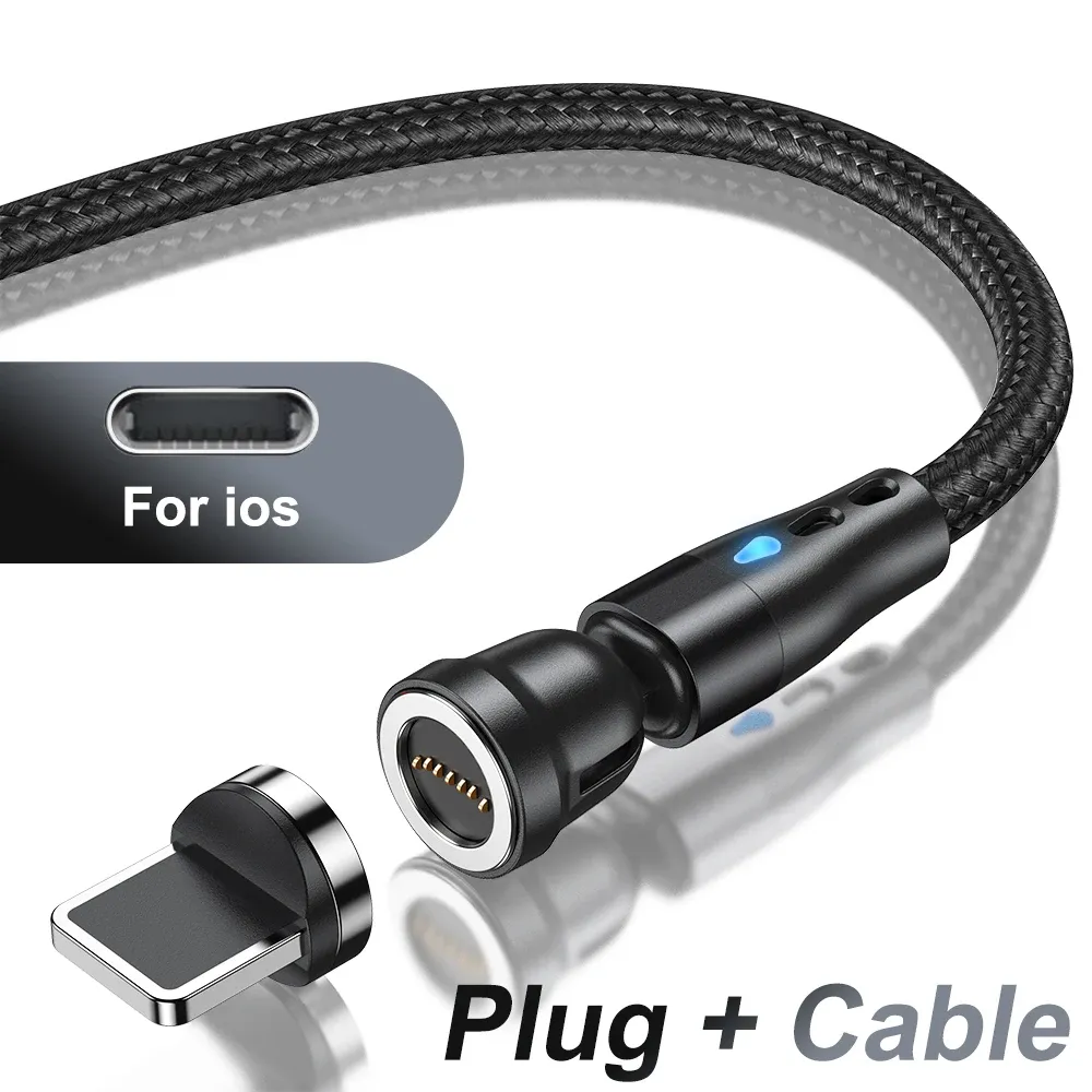Câble de charge rapide magnétique AUFU 5A, rotation à 540°, avec connecteurs Micro USB et USB Type-C magnétiques, compatible iPhone 14, Samsung et Xiaomi 22