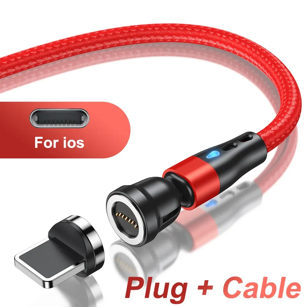 Câble de charge rapide magnétique AUFU 5A, rotation à 540°, avec connecteurs Micro USB et USB Type-C magnétiques, compatible iPhone 14, Samsung et Xiaomi 7