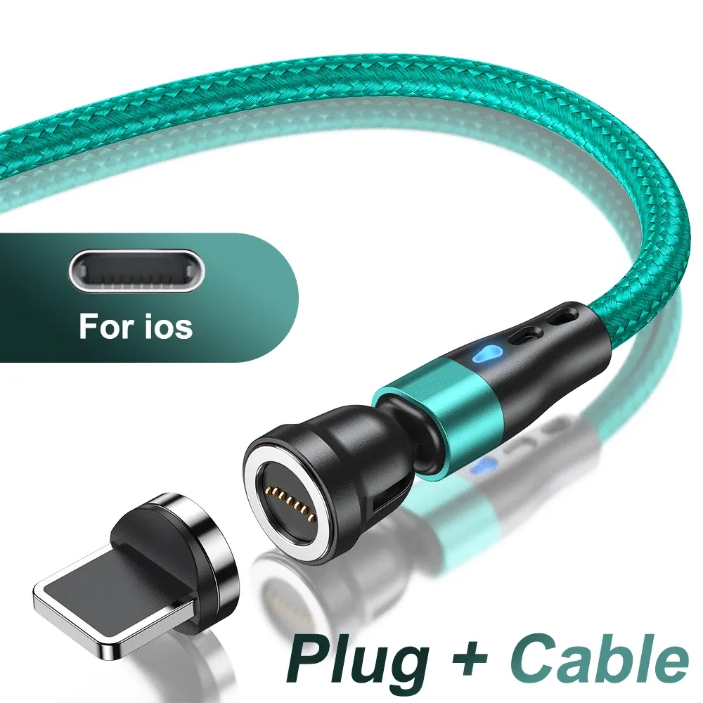 Câble de charge rapide magnétique AUFU 5A, rotation à 540°, avec connecteurs Micro USB et USB Type-C magnétiques, compatible iPhone 14, Samsung et Xiaomi 8