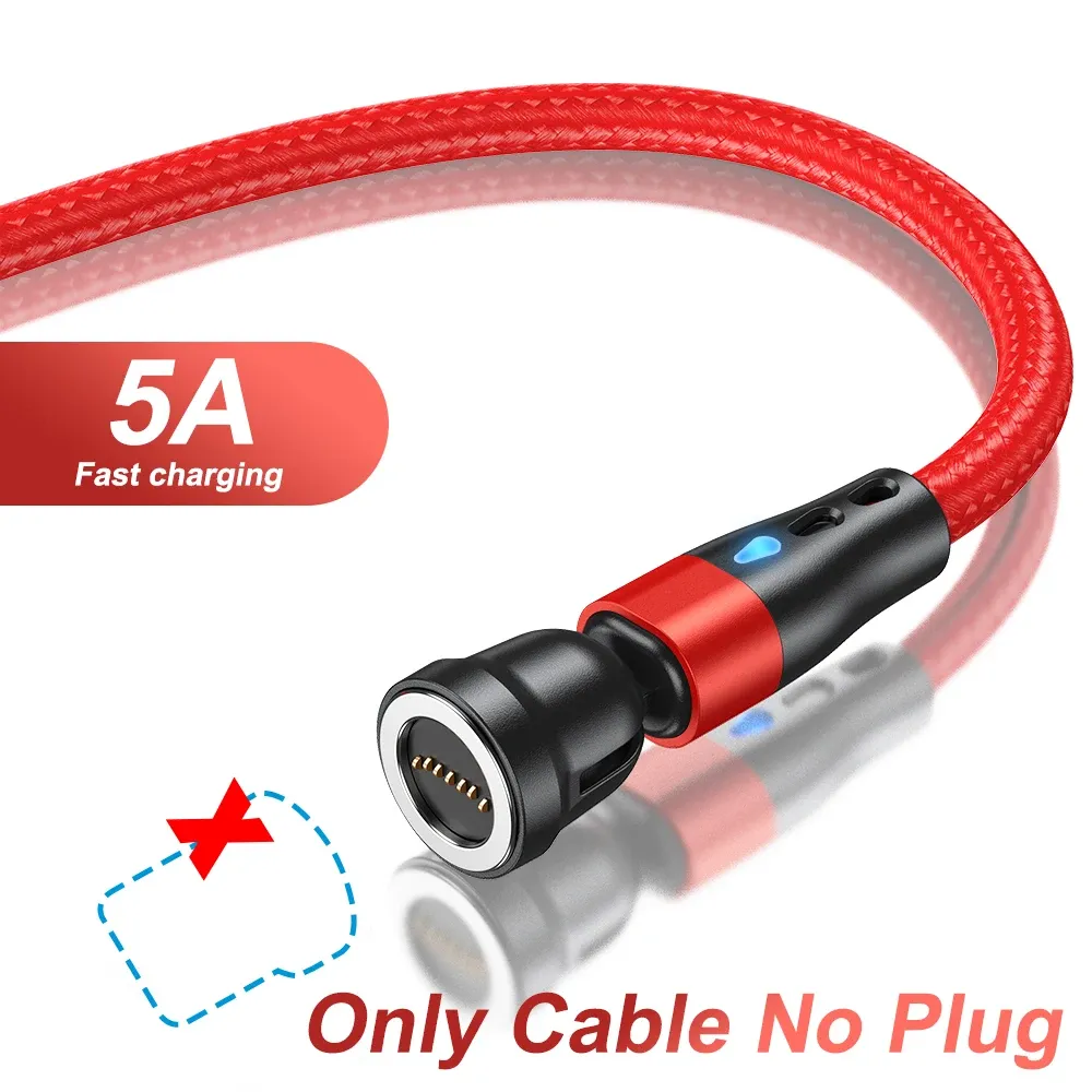 Câble de charge rapide magnétique AUFU 5A, rotation à 540°, avec connecteurs Micro USB et USB Type-C magnétiques, compatible iPhone 14, Samsung et Xiaomi 13