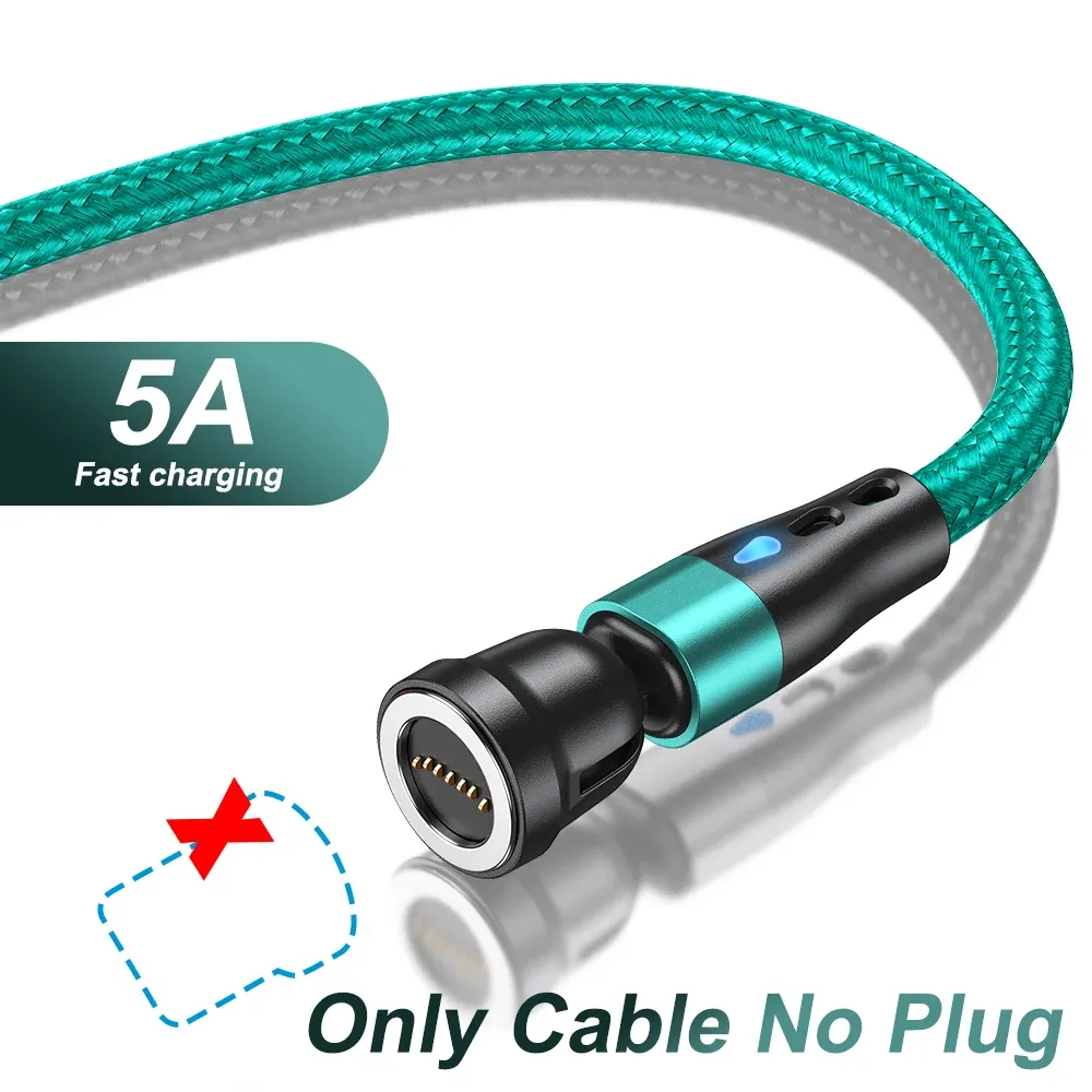 Câble de charge rapide magnétique AUFU 5A, rotation à 540°, avec connecteurs Micro USB et USB Type-C magnétiques, compatible iPhone 14, Samsung et Xiaomi 14