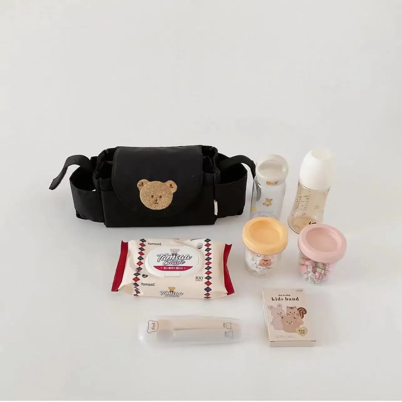 Sac pour poussette, détail de la fermeture
