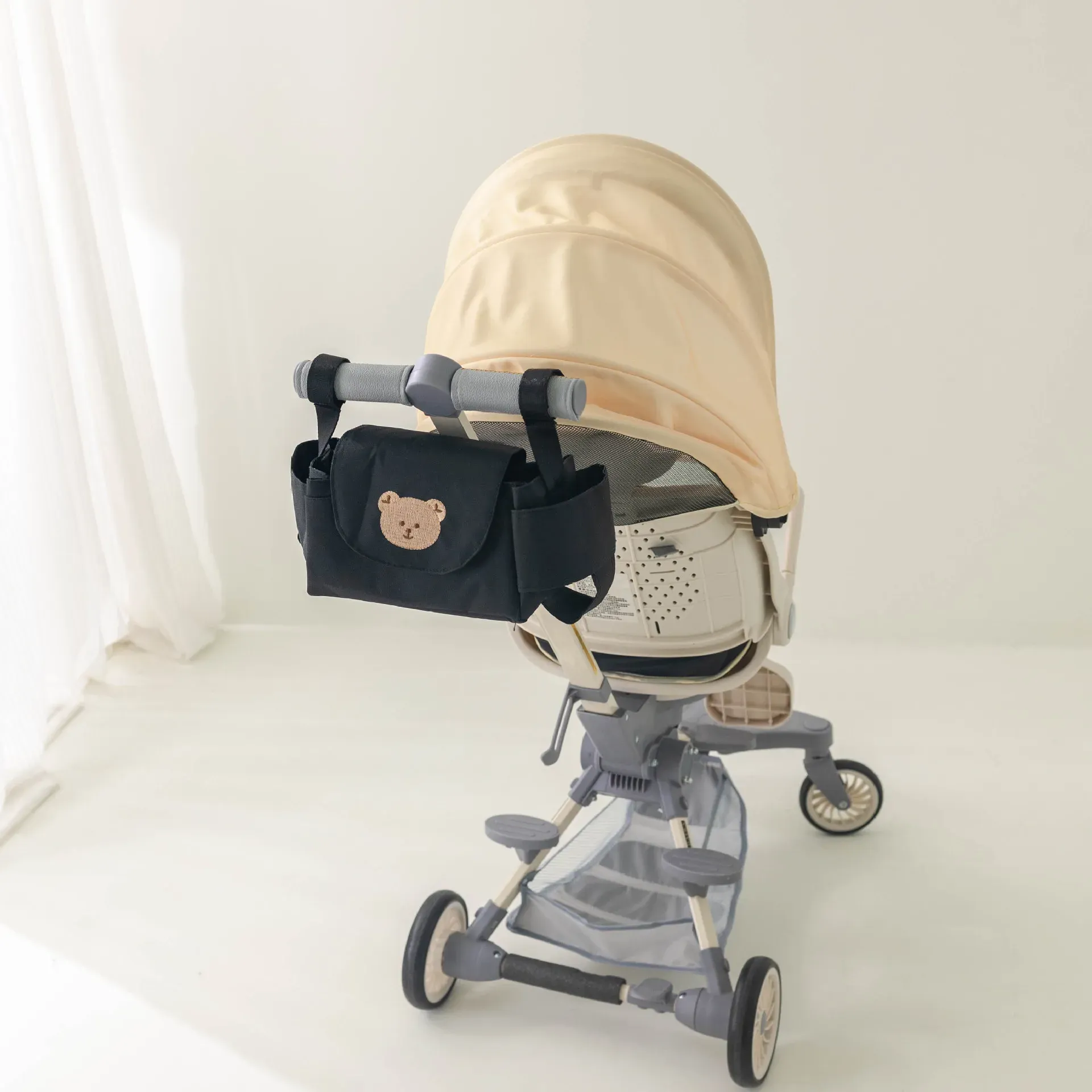 Sac de poussette pour bébé, organisateur de poussette, accessoires pour bébé, porte-gobelet, sac de rangement pour poussette de nouveau-né, sac de voyage portable pour poussettes universelles 7