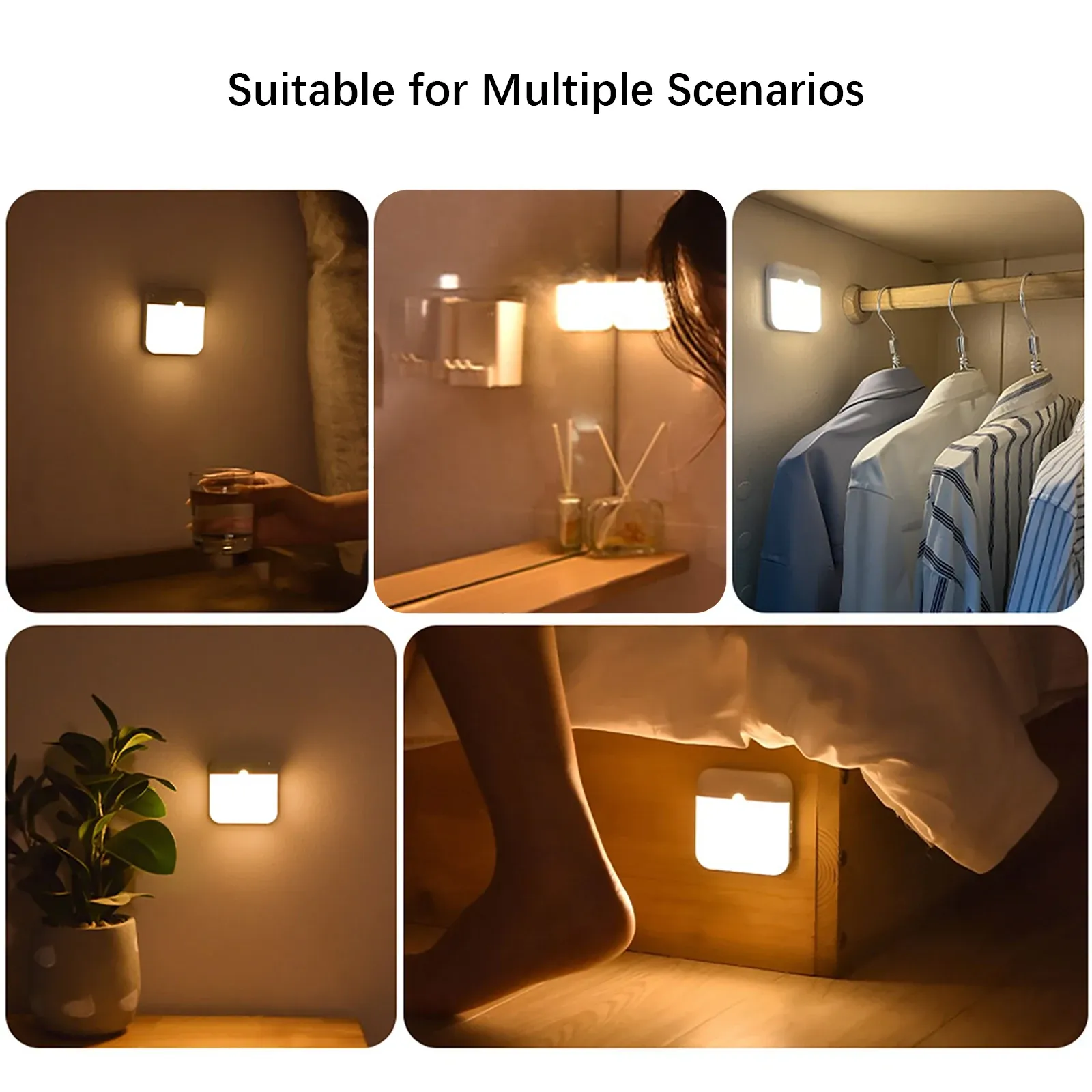 Veilleuse LED à détecteur de mouvement rechargeable USB-C, applique murale sans fil pour escaliers, placard, cuisine et lit 3