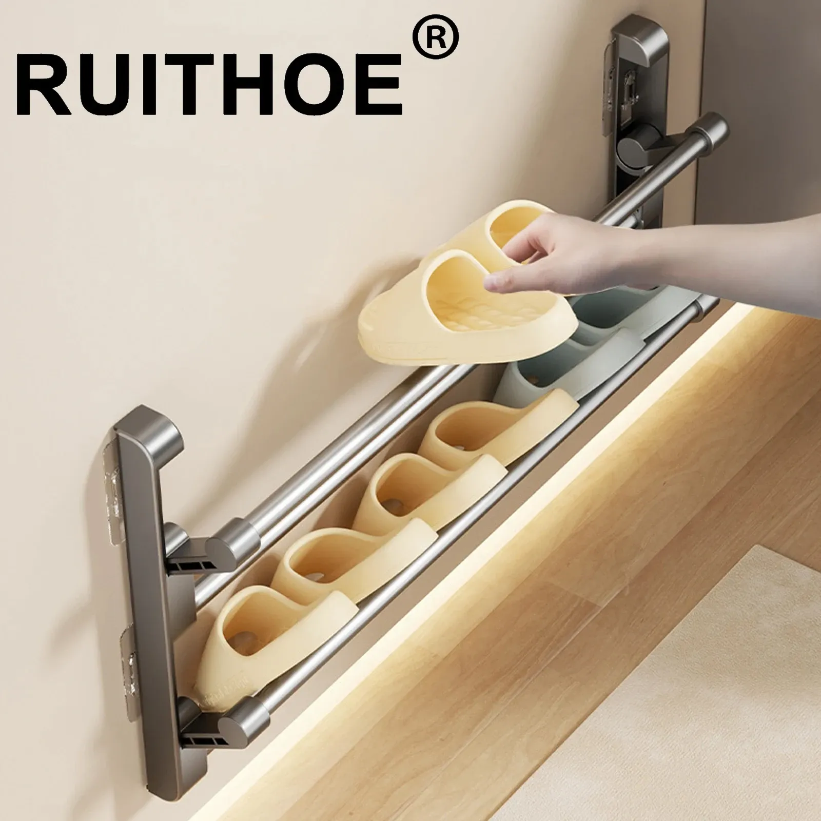 Porte-chaussures mural pour salle de bain, support de rangement et séchage pour pantoufles 1