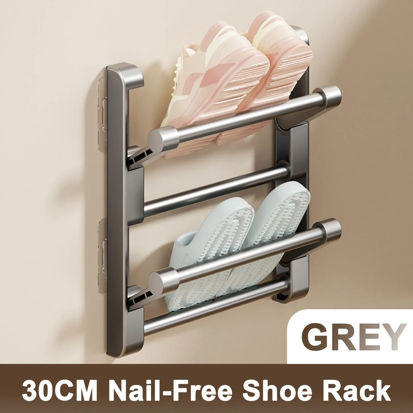 Porte-chaussures mural pour salle de bain, support de rangement et séchage pour pantoufles 7
