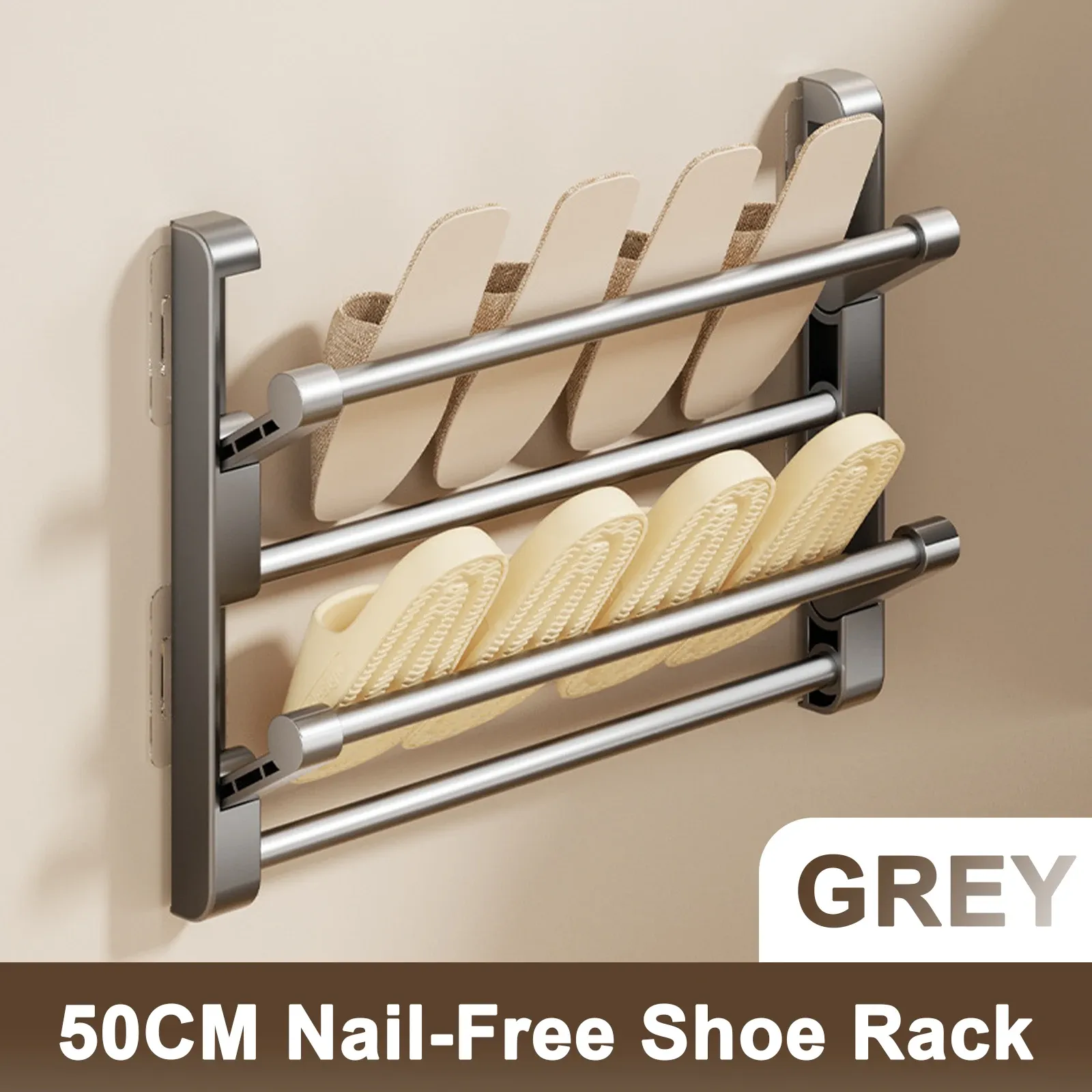 Porte-chaussures mural pour salle de bain, support de rangement et séchage pour pantoufles 8