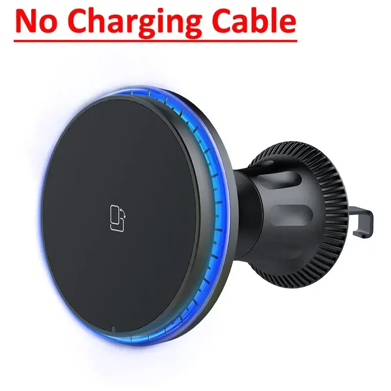 Chargeur de voiture magnétique sans fil LED/RGB pour iPhone 12 à 15 Pro Max, support de téléphone MagSafe et station de charge rapide 10