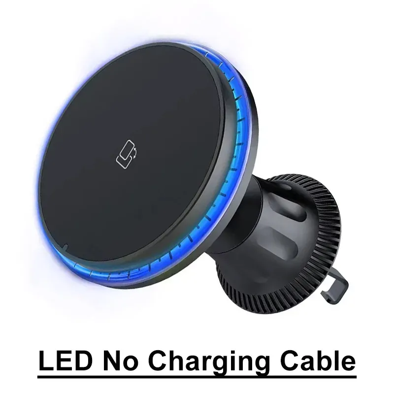 Chargeur de voiture magnétique sans fil LED/RGB pour iPhone 12 à 15 Pro Max, support de téléphone MagSafe et station de charge rapide 14