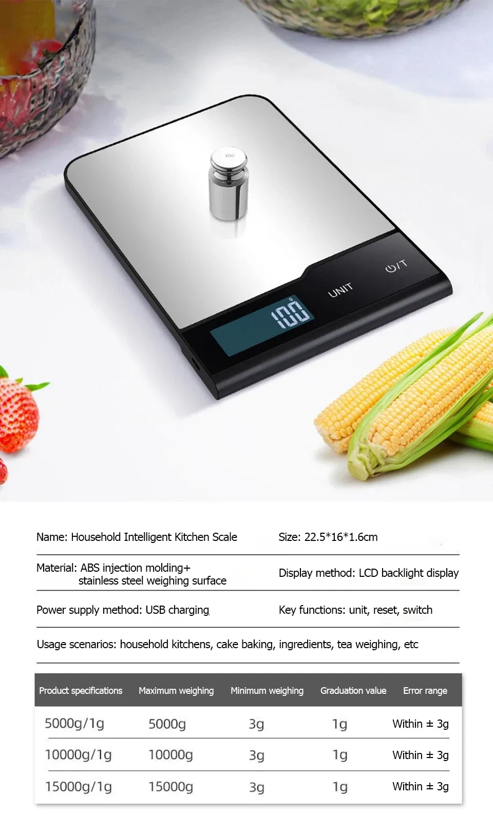 Design compact de la balance de cuisine