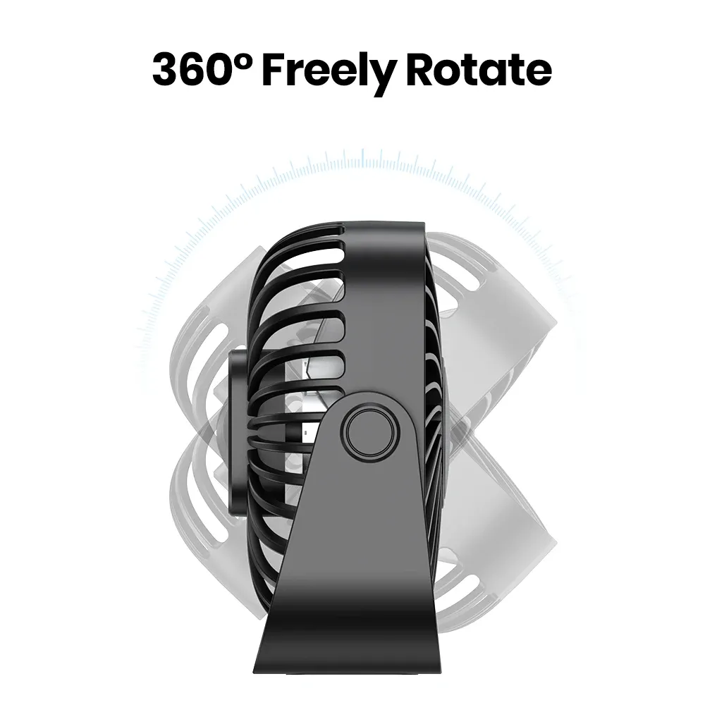 TOPK Mini Ventilateur Portable USB 4 Pouces pour Camping, Ventilateur de Bureau Silencieux 3 Vitesses, Orientable à 360°, pour Chambre et Maison 4