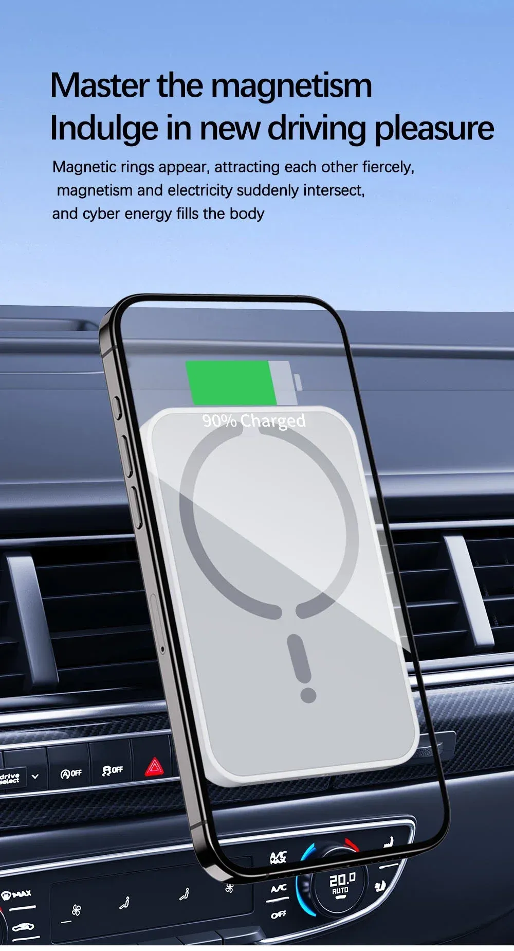 Support magnétique de téléphone pour voiture, vue détaillée