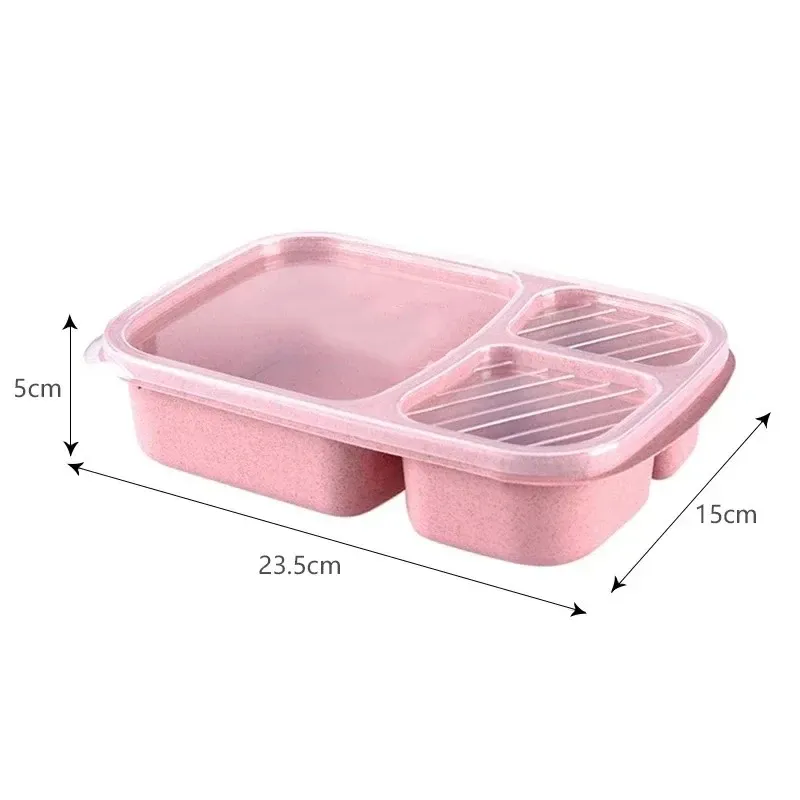 Boîte à déjeuner en paille de blé avec compartiments, boîte Bento portable pour pique-nique, récipient à fruits compatible micro-ondes, vaisselle pour étudiant 6