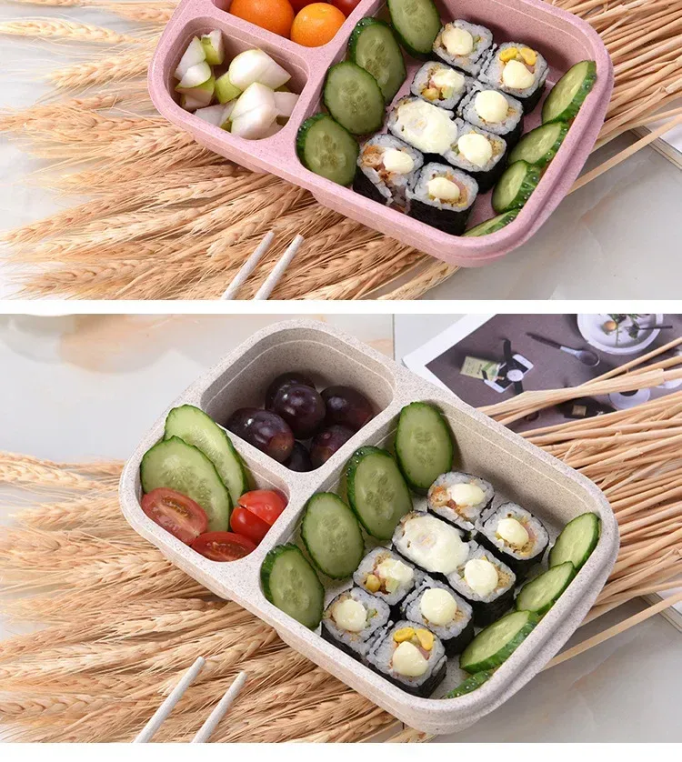 Boîte à déjeuner en paille de blé, coloris disponibles