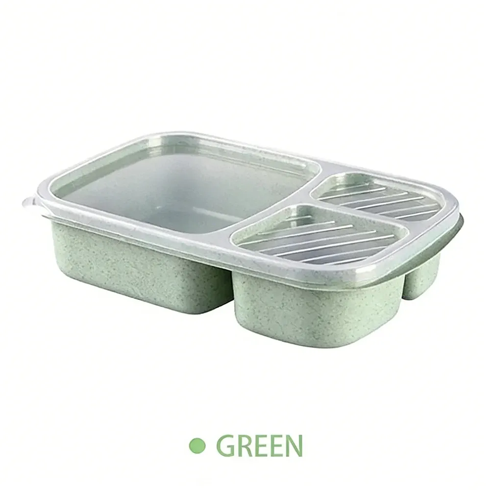 Boîte à déjeuner en paille de blé avec compartiments, boîte Bento portable pour pique-nique, récipient à fruits compatible micro-ondes, vaisselle pour étudiant 8