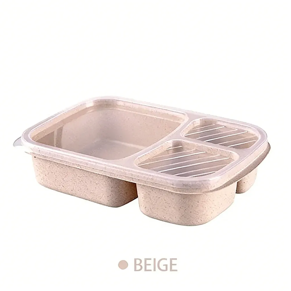 Boîte à déjeuner en paille de blé avec compartiments, boîte Bento portable pour pique-nique, récipient à fruits compatible micro-ondes, vaisselle pour étudiant 7