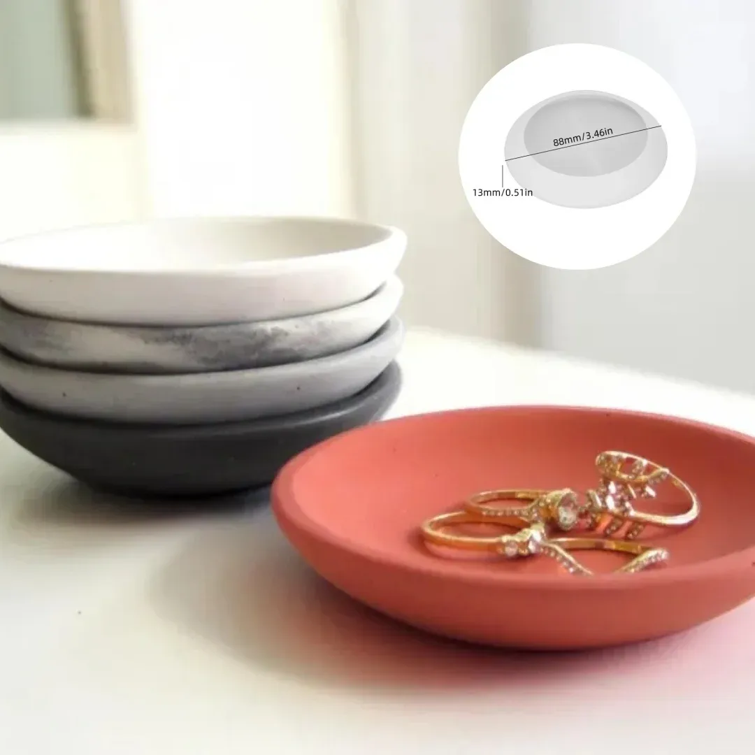 Moule circulaire en silicone pour dessous de verre DIY, plateaux à bijoux et bougeoirs, compatible résine, argile et béton. 3