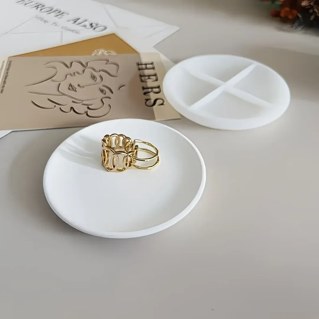 Moule circulaire en silicone pour dessous de verre DIY, plateaux à bijoux et bougeoirs, compatible résine, argile et béton. 6