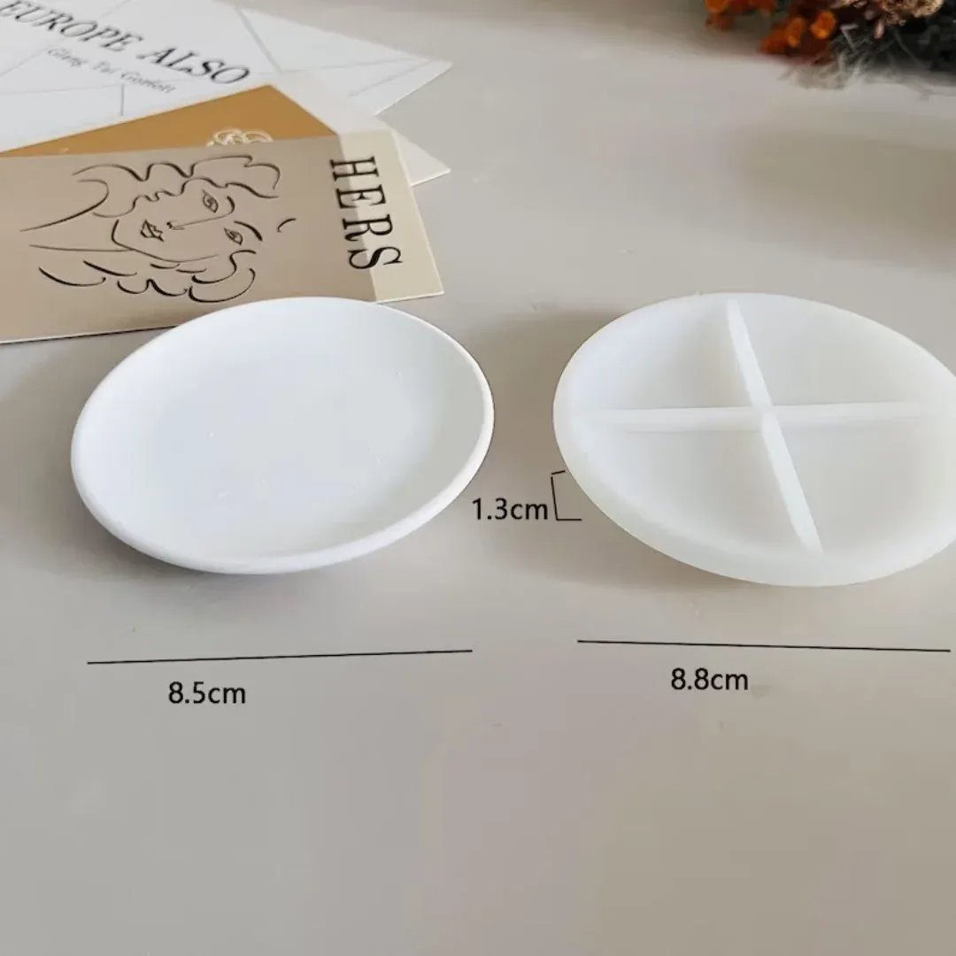 Moule circulaire en silicone pour dessous de verre DIY, plateaux à bijoux et bougeoirs, compatible résine, argile et béton. 7