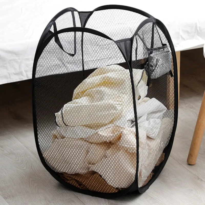 Panier à linge pliable en maille ventilée, gain de place pour salle de bain 3