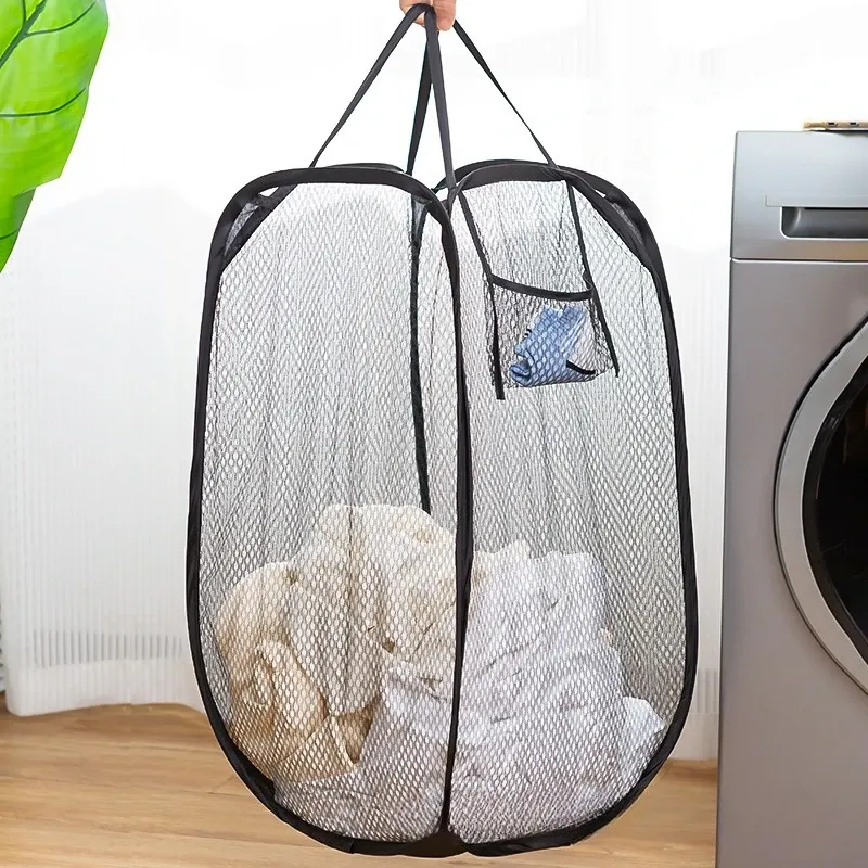 Panier à linge pliable en maille, détail de la structure