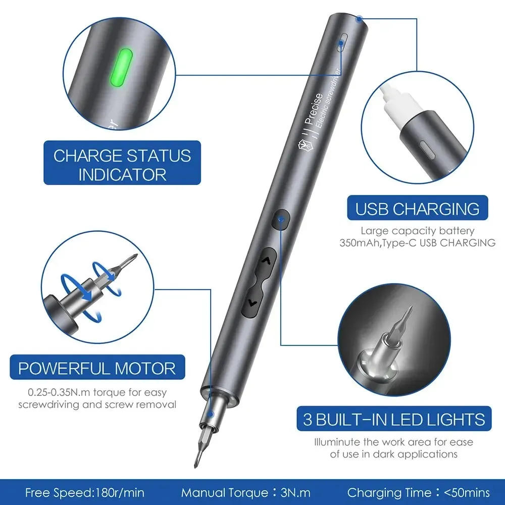 Tournevis électrique de précision 62 en 1, kit d'outils électriques, mini tournevis sans fil rechargeable à embouts magnétiques pour téléphone portable Xiaomi 2