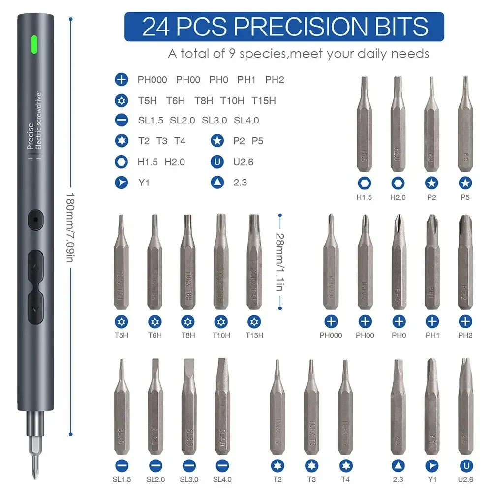 Tournevis électrique de précision 62 en 1, kit d'outils électriques, mini tournevis sans fil rechargeable à embouts magnétiques pour téléphone portable Xiaomi 6