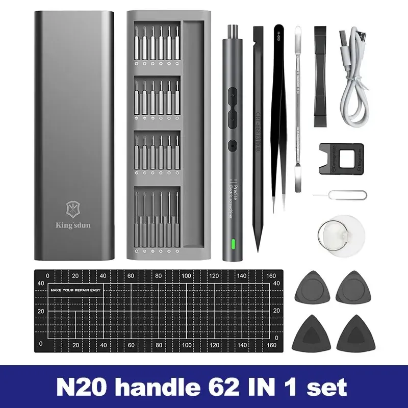 Tournevis électrique de précision 62 en 1, kit d'outils électriques, mini tournevis sans fil rechargeable à embouts magnétiques pour téléphone portable Xiaomi 9