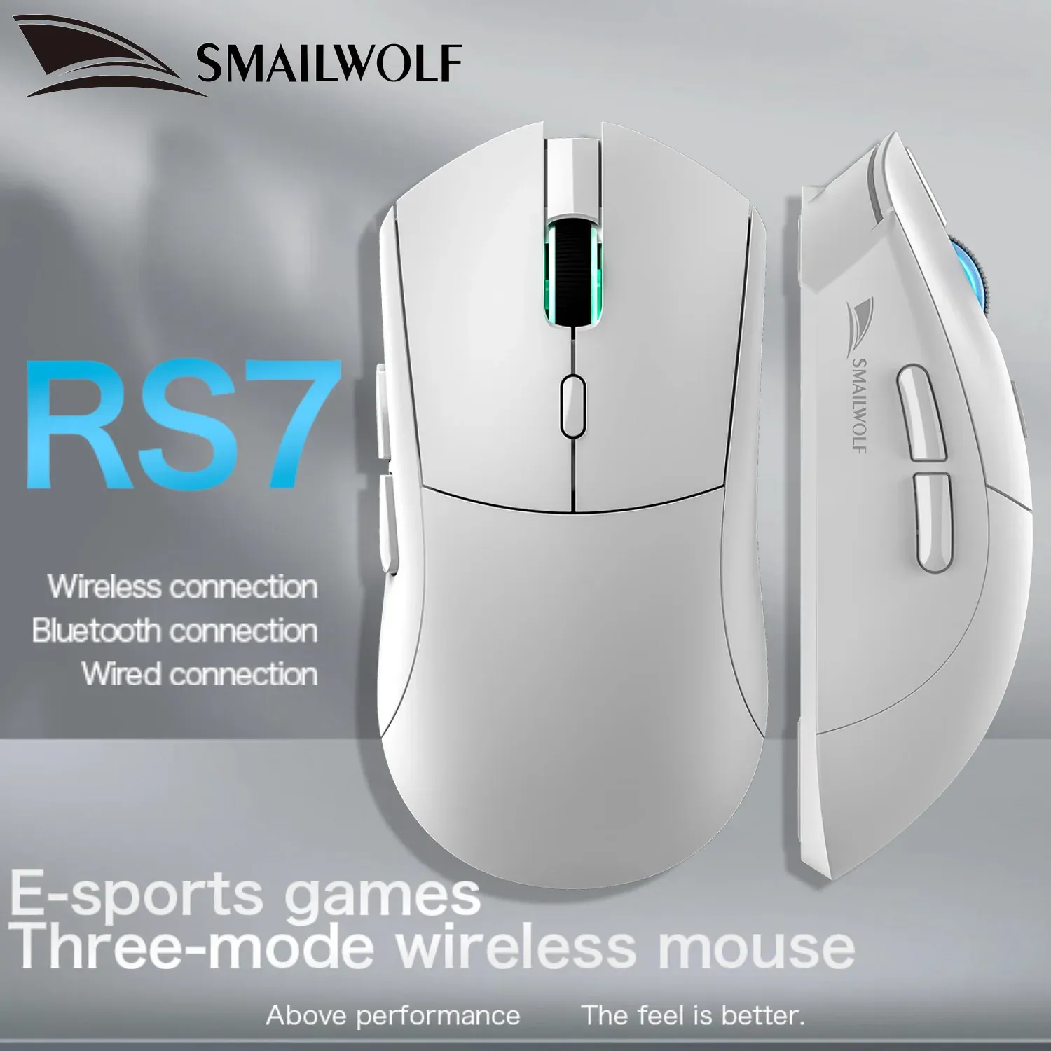 SOURIS DE JEU SANS FIL BLUETOOTH SMAILWOLF RS7, CAPTEUR PAW3311, 20000 DPI, PILOTE MACRO