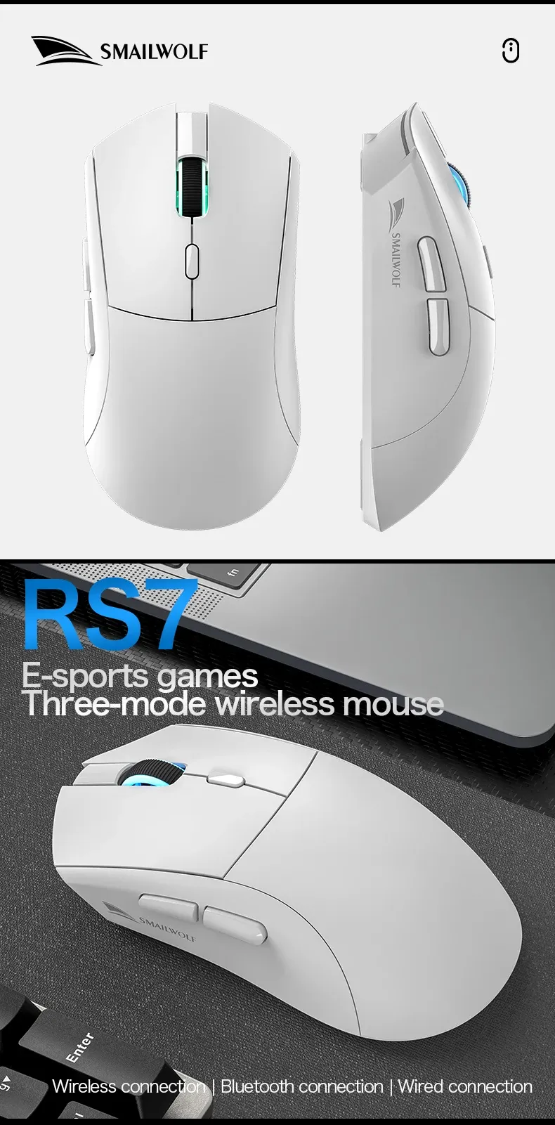 Détail de la surface de la souris SMAILWOLF RS7