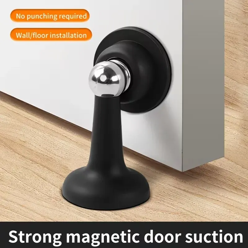 Butée de porte magnétique – Support magnétique puissant sans perçage, coupe-vent et silencieux, en plastique durable, noir/blanc/gris pour la maison et le bureau 3