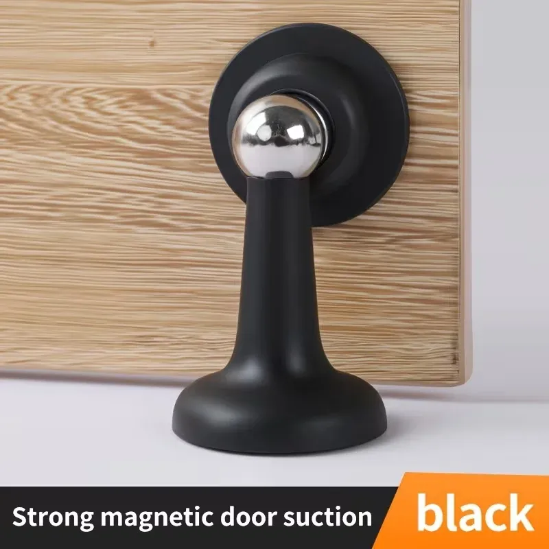 Butée de porte magnétique – Support magnétique puissant sans perçage, coupe-vent et silencieux, en plastique durable, noir/blanc/gris pour la maison et le bureau 6
