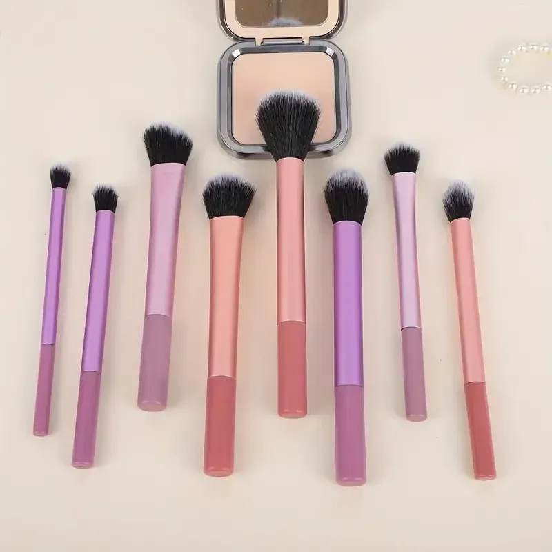 Kit de pinceaux de maquillage synthétiques doux, 8 pièces, pour fond de teint, blush et fard à paupières 3