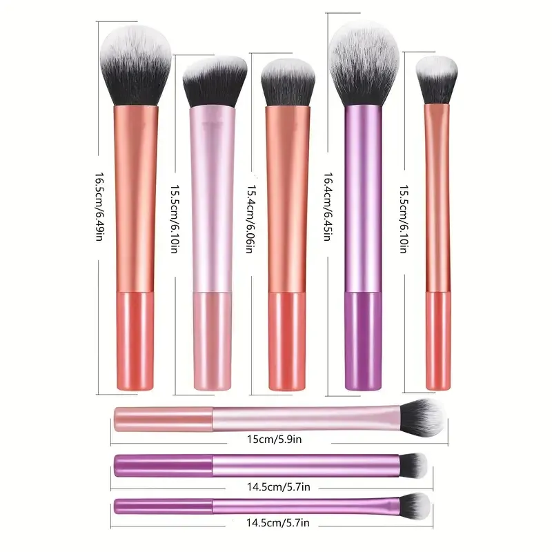 Kit de pinceaux de maquillage synthétiques doux, 8 pièces, pour fond de teint, blush et fard à paupières 4