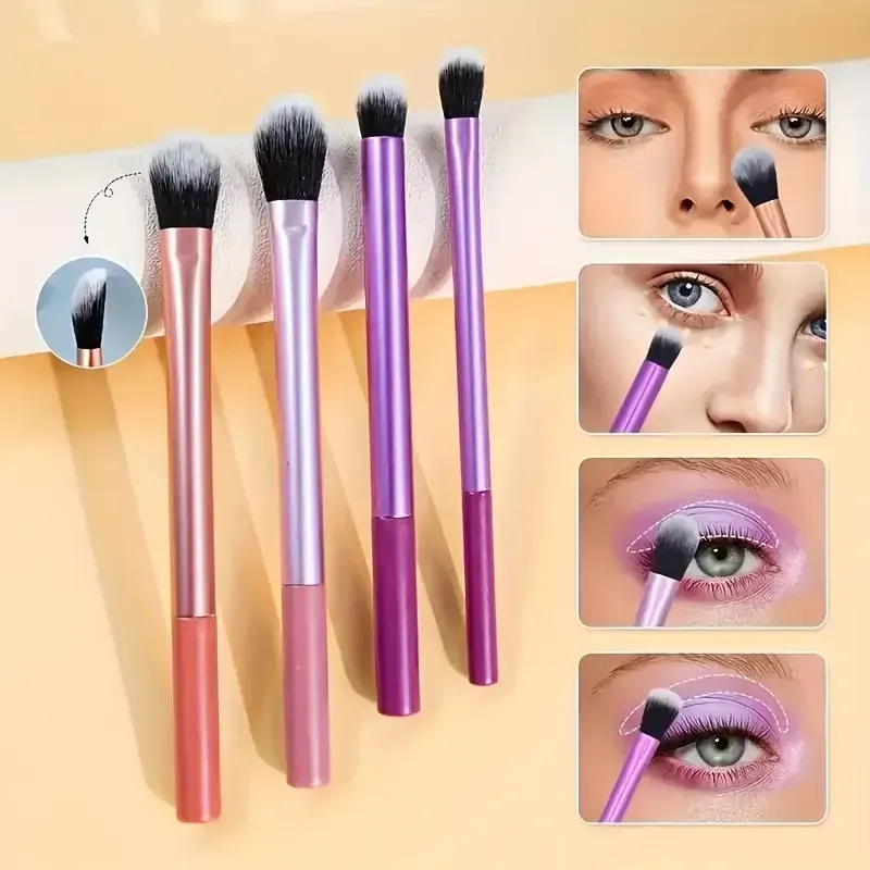 Kit de pinceaux de maquillage synthétiques doux, 8 pièces, pour fond de teint, blush et fard à paupières 5