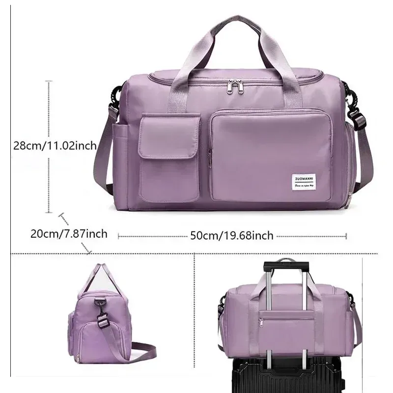 Grand sac de voyage week-end avec compartiment à chaussures, sac de sport femme à bandoulière