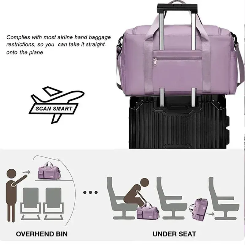 Grand sac de voyage week-end avec compartiment à chaussures, sac de sport femme à bandoulière 3