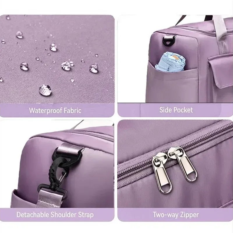 Grand sac de voyage week-end avec compartiment à chaussures, sac de sport femme à bandoulière 4