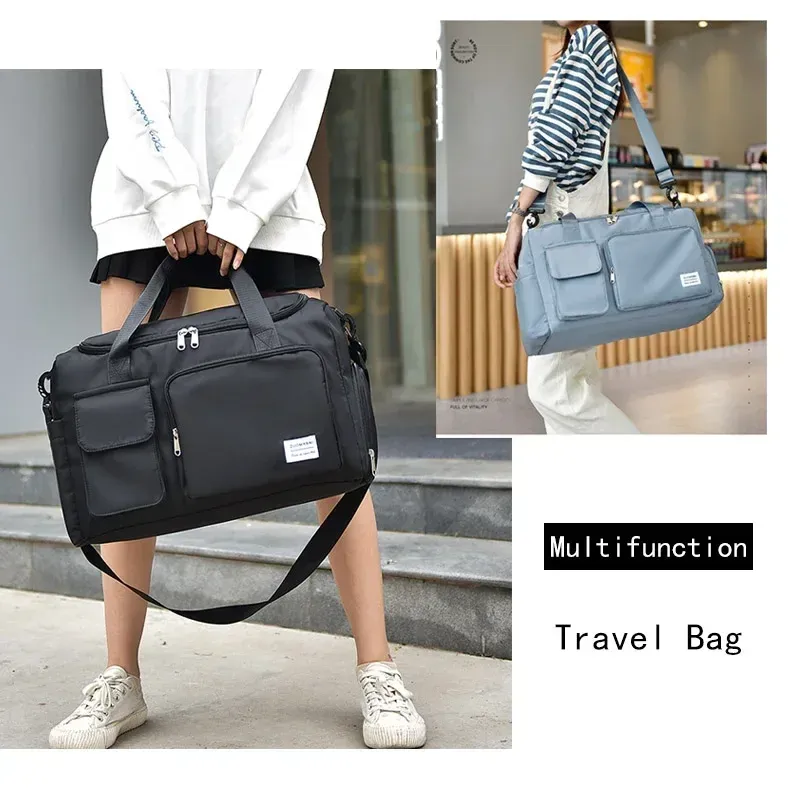 Grand sac de voyage week-end avec compartiment à chaussures, sac de sport femme à bandoulière 6