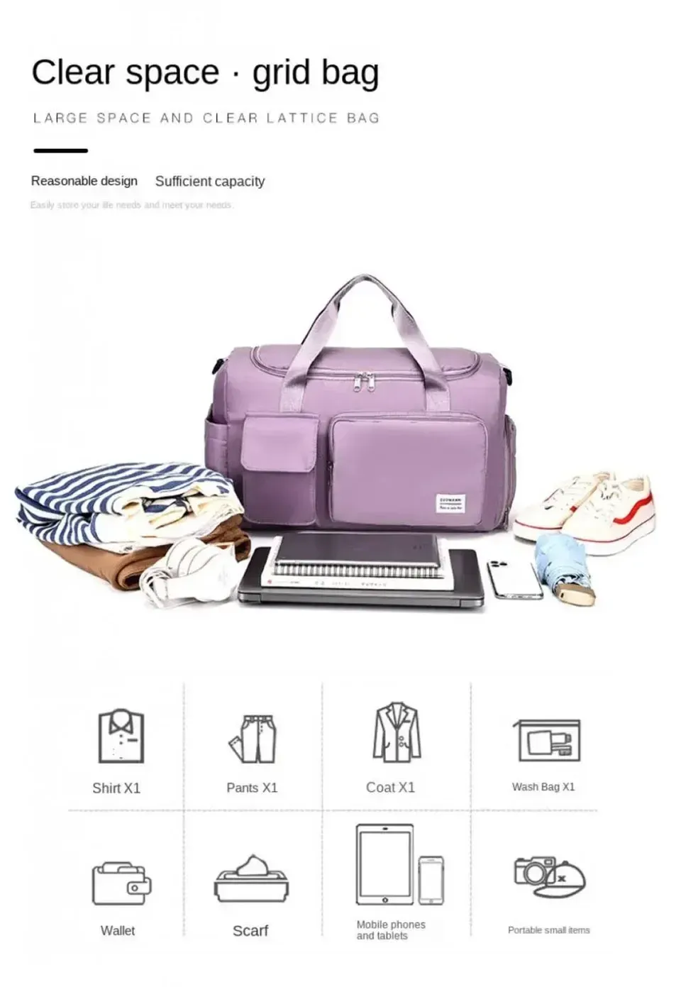 Compartiment principal du sac de voyage