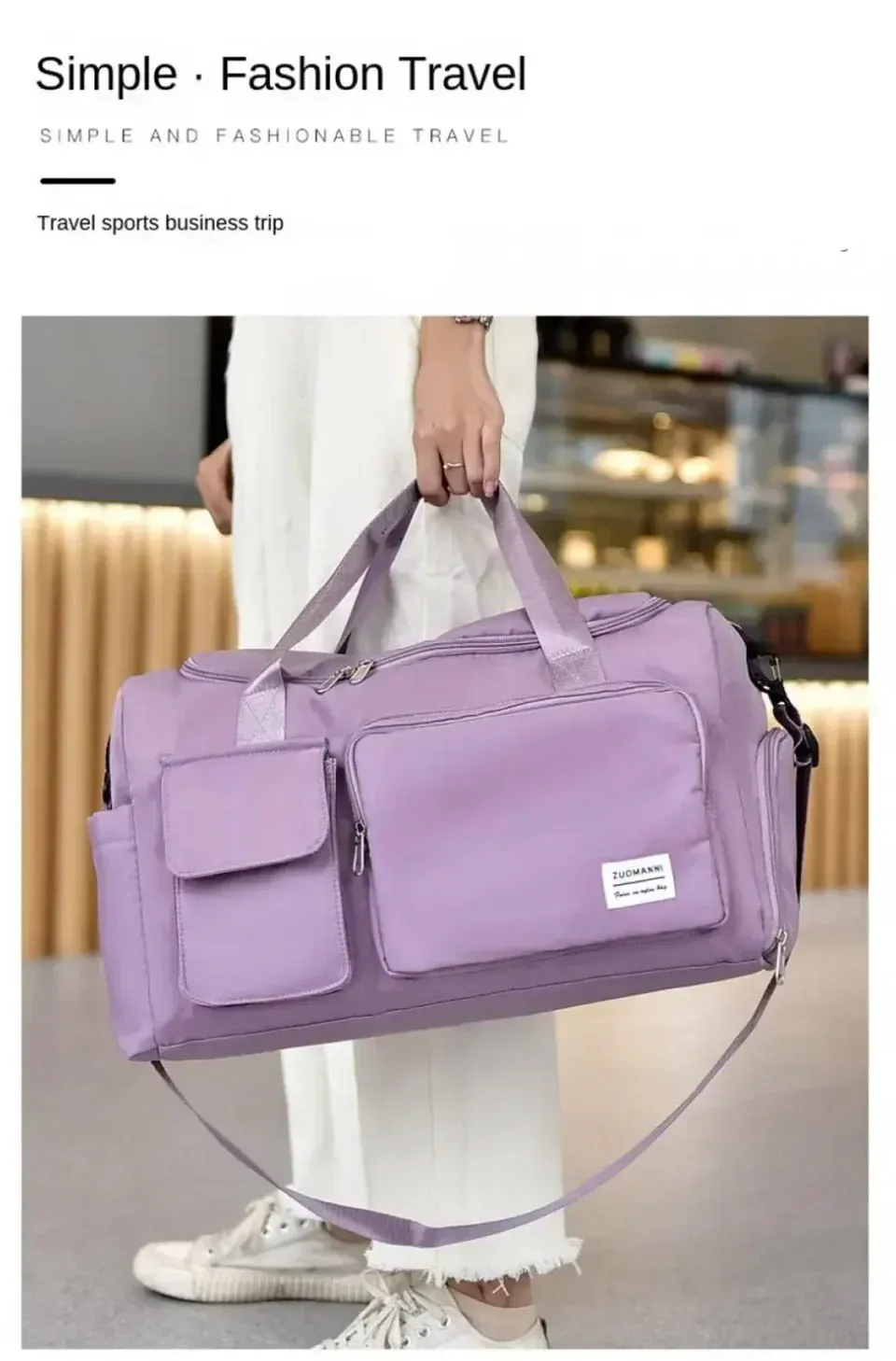 Sac de voyage féminin, vue de face