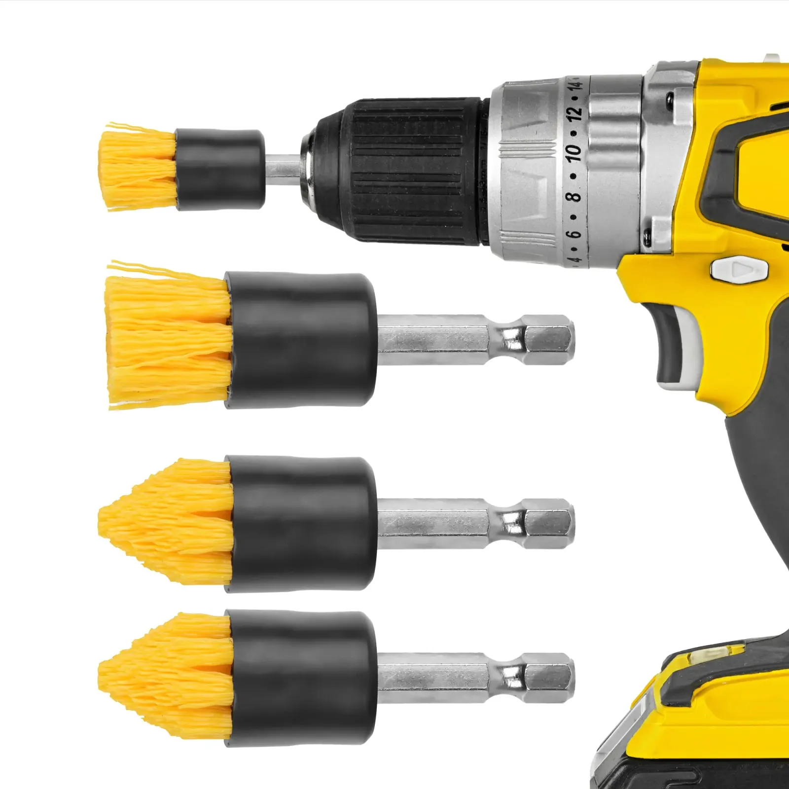 Ensemble de brosses de nettoyage pour perceuse, vue de détail