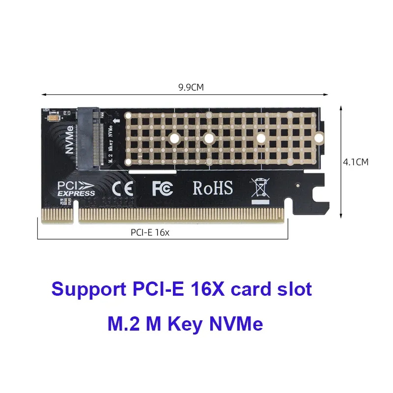 Carte adaptateur M.2 NVMe clé M vers PCIe 3.0 pour SSD, compatible slots PCIe x4, x8 et x16, pour ordinateur de bureau 9