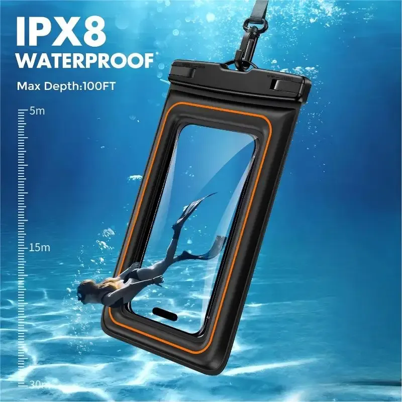 Étui étanche flottant à double compartiment avec cordon, pour iPhone 17 Pro Max, 16, 15, 14 et Samsung Galaxy S26, S25 2